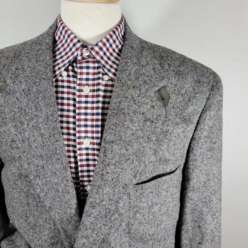 Stafford Options Men's‎ Tweed Sport Coat Blazer Two Button Gray Wool Size 46R